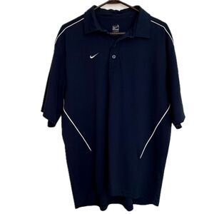 Nike Dri-Fit Navy Blue Men's Large Golf Polo Collared Short Sleeve Shirt Team